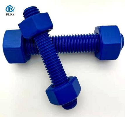 kaufen Polytetrafluoroäthylen-überzogener Stahlbolzen läuft doppelseitigen Gewindebolzen PTFE mit Nüssen weg online manufacture