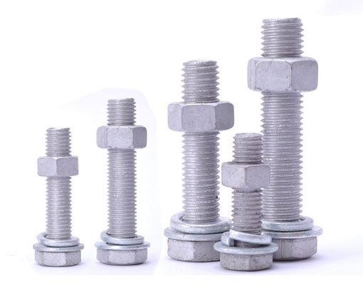 Hot Dip Galvanized Hex Head Bolts mit Plain Washers, Spring Washers und Hex Nut für Photovoltaik, Wind, Strom