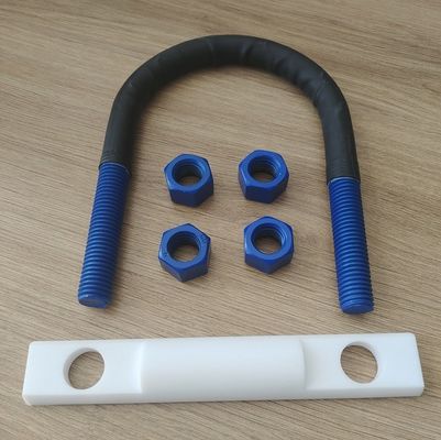 M6, M8, M10, M12, M14, M16 U-Schraube aus PTFE-Beschichtung mit Polyshrink, 4 Nüsse und halbrunder I-Stab